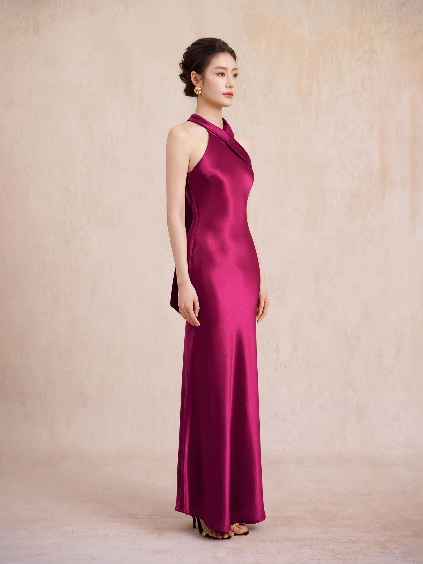 criss cross neckline evening dress