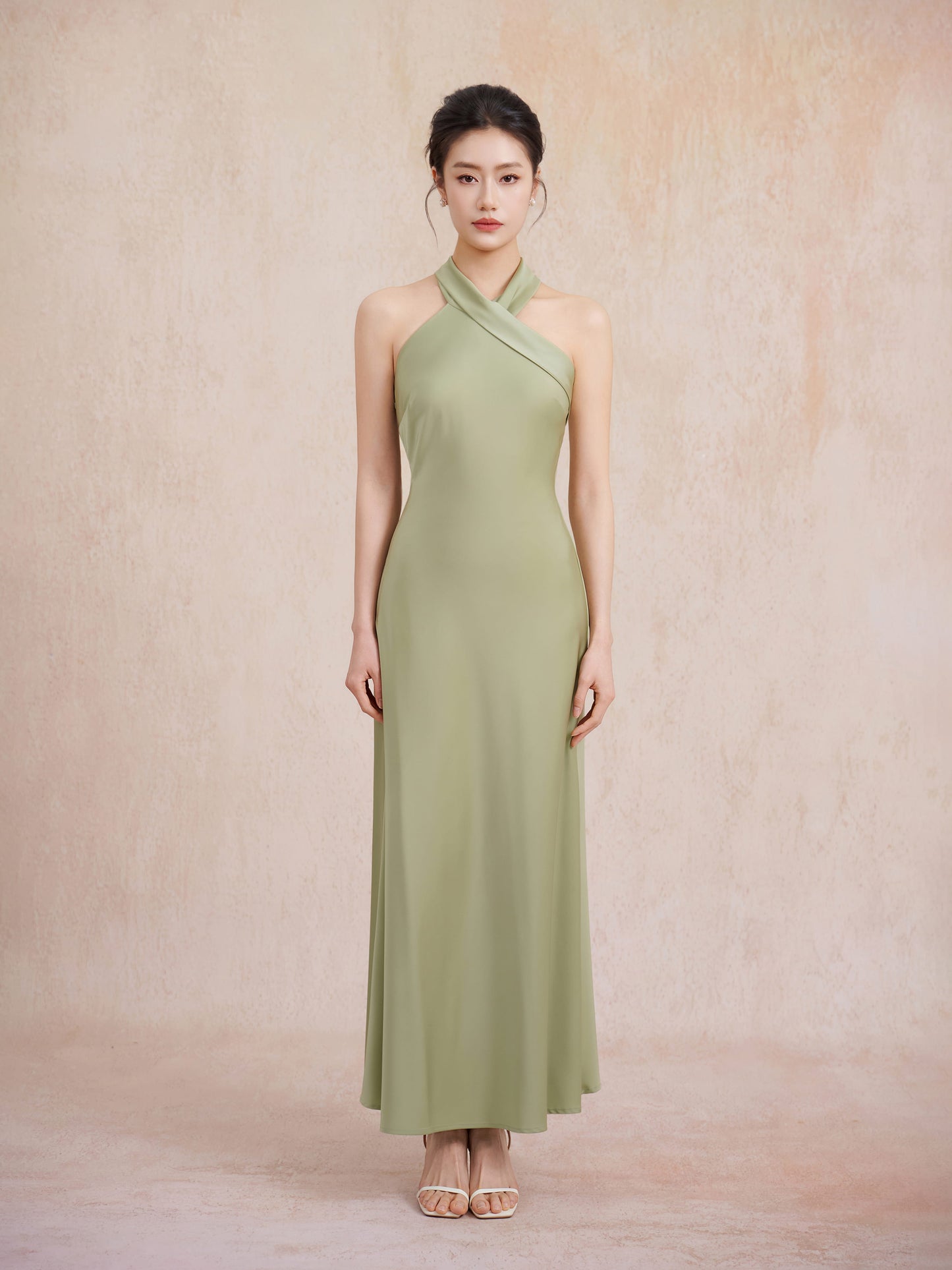 criss cross neckline maxi dress