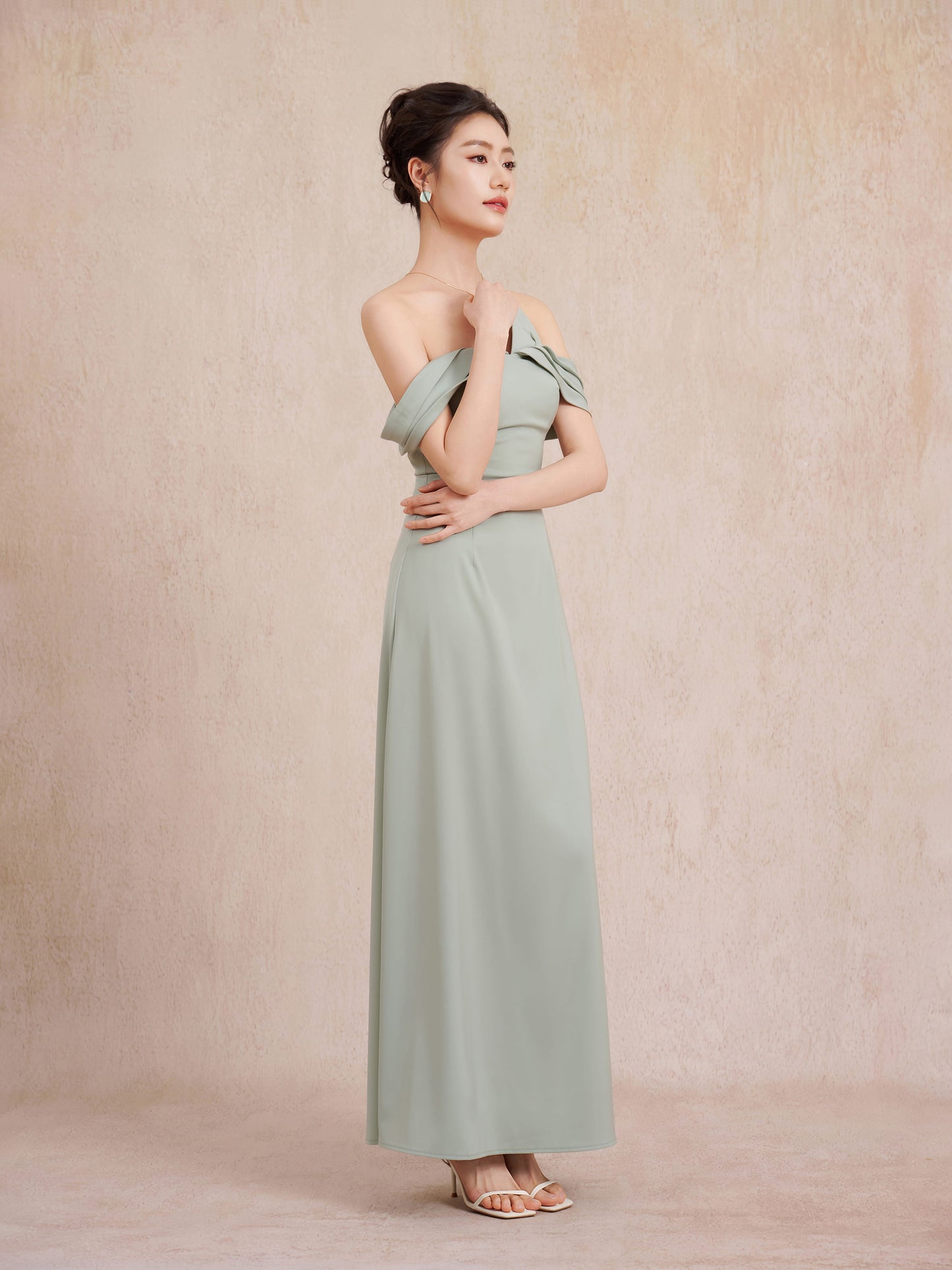 sage evening dress Luxury Green Embellished Cape Maxi Gown Elegant Modest Chiffon FineLook With its elegant cape and intricate Arabic Blue beading Elegant Sage Green OffShoulder Evening