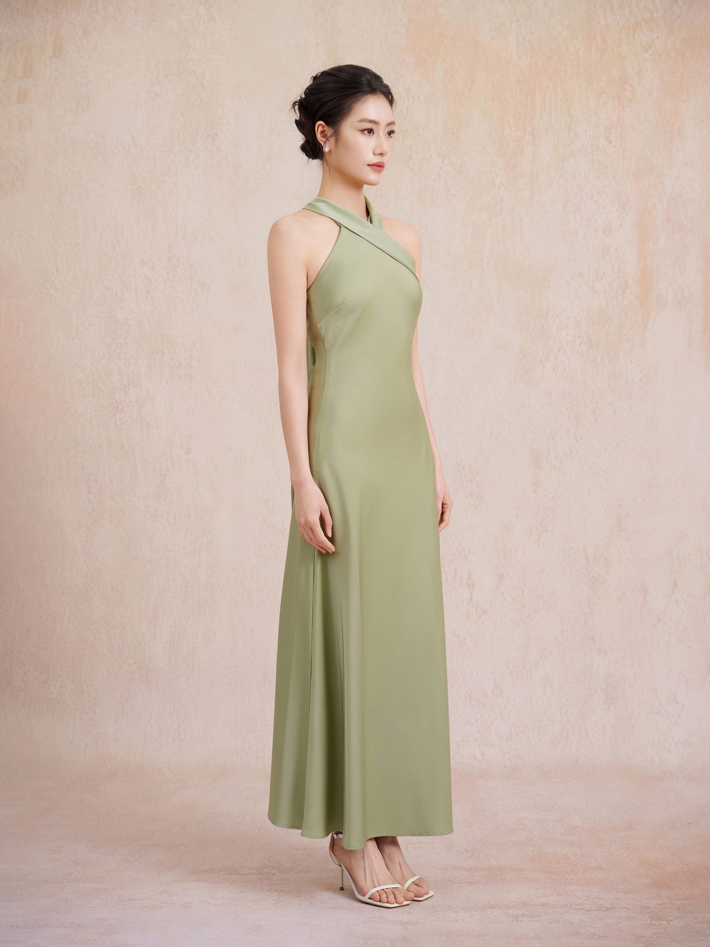sage green halter dress