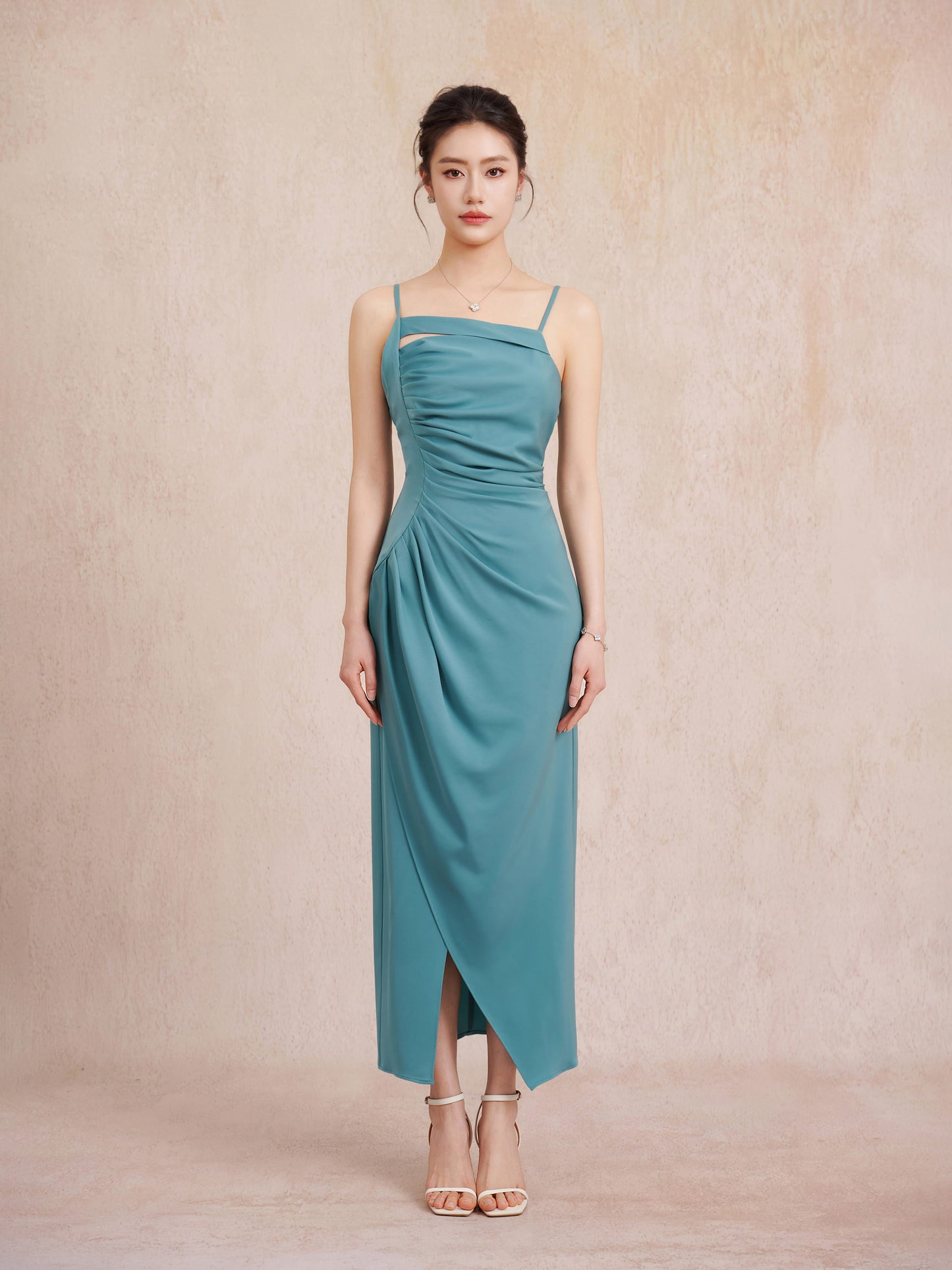 teal blue evening dress
